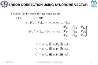 ERROR CORRECTION USING SYNDROME VECTOR
2/27/2024 MAHENDRA COLLEGE OF ENGINEERING 199
 