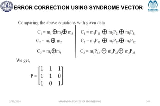 ERROR CORRECTION USING SYNDROME VECTOR
2/27/2024 MAHENDRA COLLEGE OF ENGINEERING 200
 