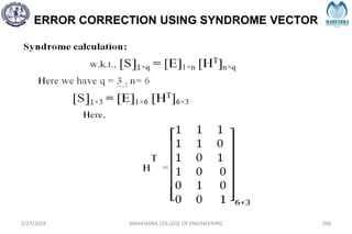 ERROR CORRECTION USING SYNDROME VECTOR
2/27/2024 MAHENDRA COLLEGE OF ENGINEERING 206
 