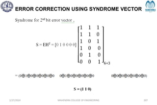 ERROR CORRECTION USING SYNDROME VECTOR
2/27/2024 MAHENDRA COLLEGE OF ENGINEERING 207
 