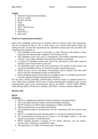 RS 232 Notes for Embedded systems and IOT | PDF