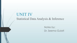 Unit 4 Statistical Data Analysis for BTech 5th SEM | PPTX
