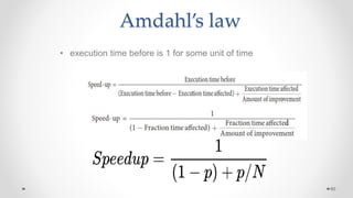 Amdahl’s law
• execution time before is 1 for some unit of time
60
 