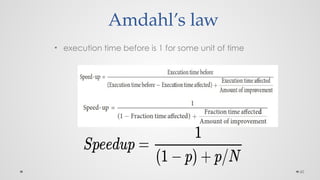 60
Amdahl’s law
• execution time before is 1 for some unit of time
 