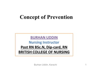 Concept of Prevention
Burhan Uddin, Karachi 1
 