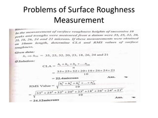 Problems of Surface Roughness
Measurement
 