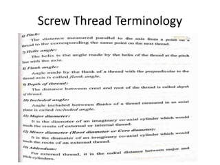 Screw Thread Terminology
 
