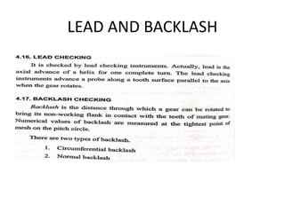 LEAD AND BACKLASH
 