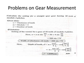 Problems on Gear Measurement
 