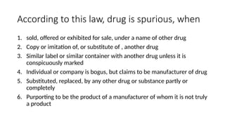 Spurious Drug Example UNIT IV HDT.pptx Herbal Drug Technology. | PPTX