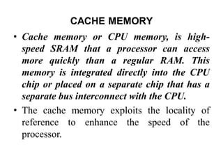 Unit IV Memory and I/O Organization | PDF