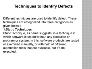 Static Defect Test Comprehensive Guide to Defect Management in Software Testing | PPTX