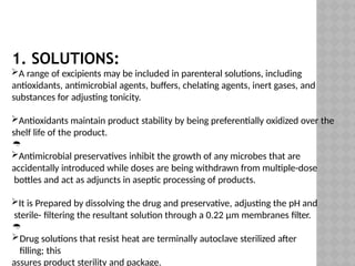UNIT IV PARENTERAL PRODUCTS.pptx.................... | PPTX