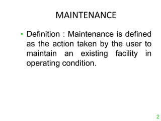 Unit iv replacement and maintenence analysis | PPTX