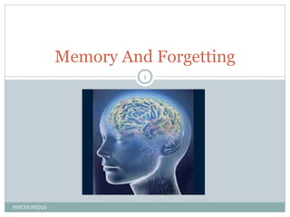 PSYCHOPEDIA
1
Memory And Forgetting
 