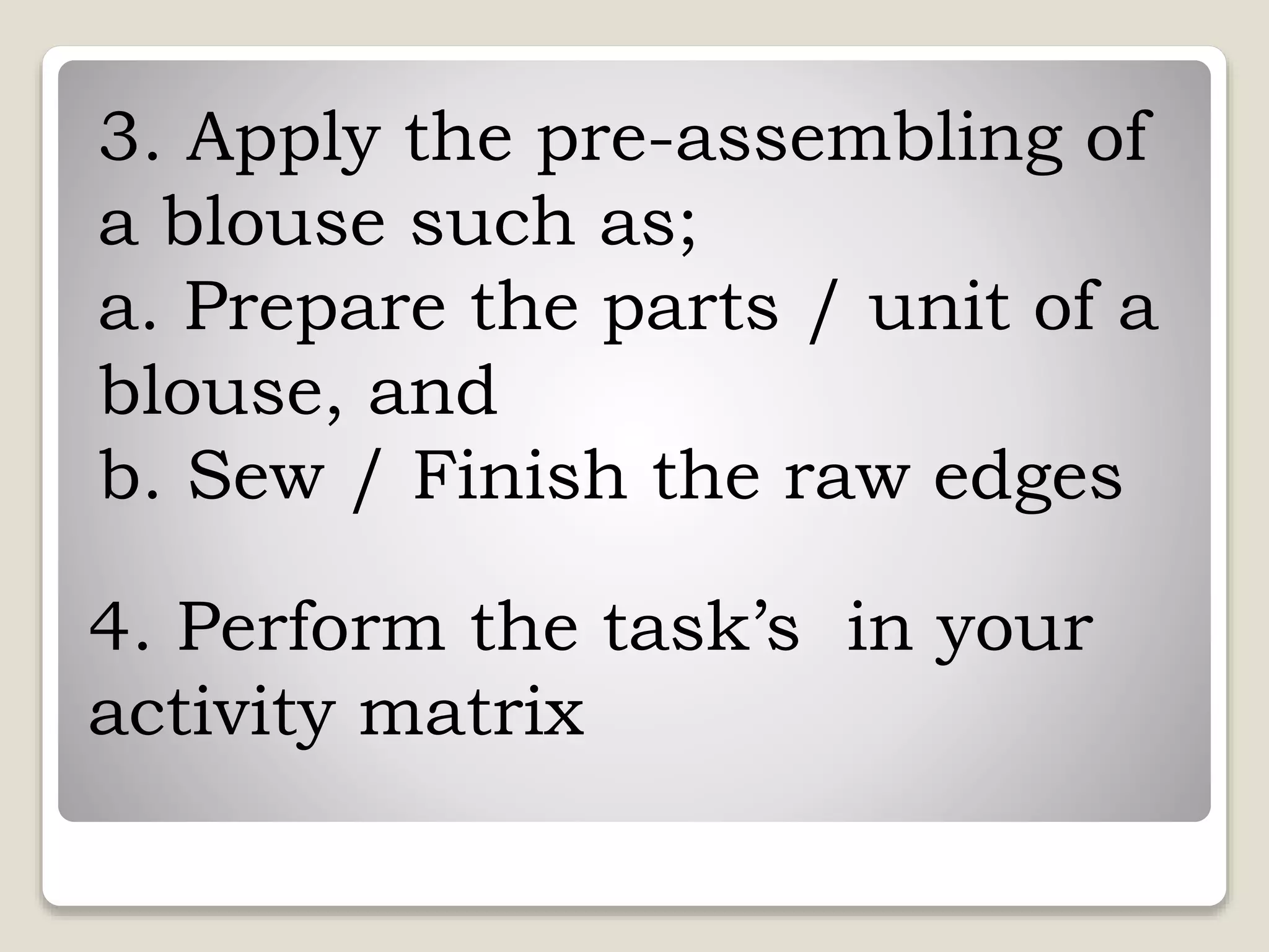 Unit method of Assembling Garment part | PPTX