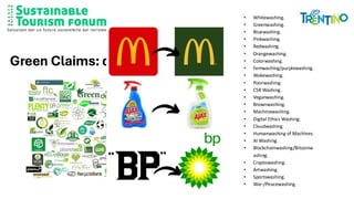 Green Claims: dai fatti alle parole
Origini e tecniche di greenwashing
• Whitewashing.
• Greenwashing.
• Bluewashing.
• Pinkwashing.
• Redwashing.
• Orangewashing.
• Colorwashing.
• Femwashing/purplewashing.
• Wokewashing.
• Poorwashing.
• CSR Washing.
• Veganwashing.
• Brownwashing.
• Machinewashing.
• Digital Ethics Washing.
• Cloudwashing.
• Humanwashing of Machines.
• AI Washing.
• Blockchainwashing/Bitcoinw
ashing.
• Cryptowashing.
• Artwashing.
• Sportswashing.
• War-/Peacewashing.
 