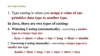 Unit No. 01 Basic syntactical constructs in java.pptx This is core java ...