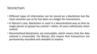 Introduction to Blockchain Technology | PPTX