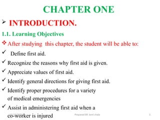 First aid and emergency care unit one presentation | PPTX