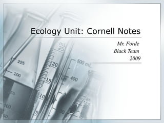 Ecology Unit: Cornell Notes Mr. Forde  Black Team  2009 