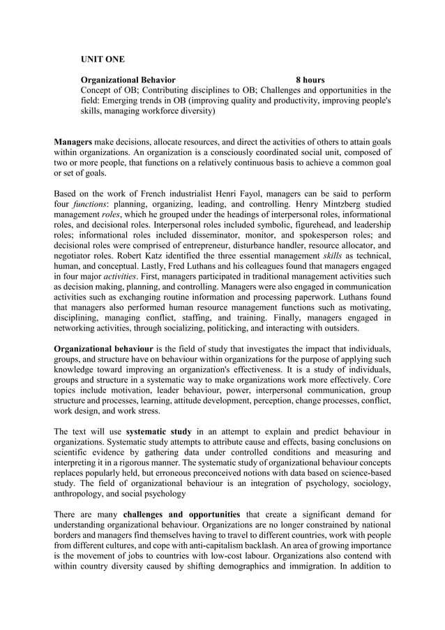 Organisational Behaviour Bba 5th Sem Pdf Organisational Behaviour Bba 5th Sem Pdf