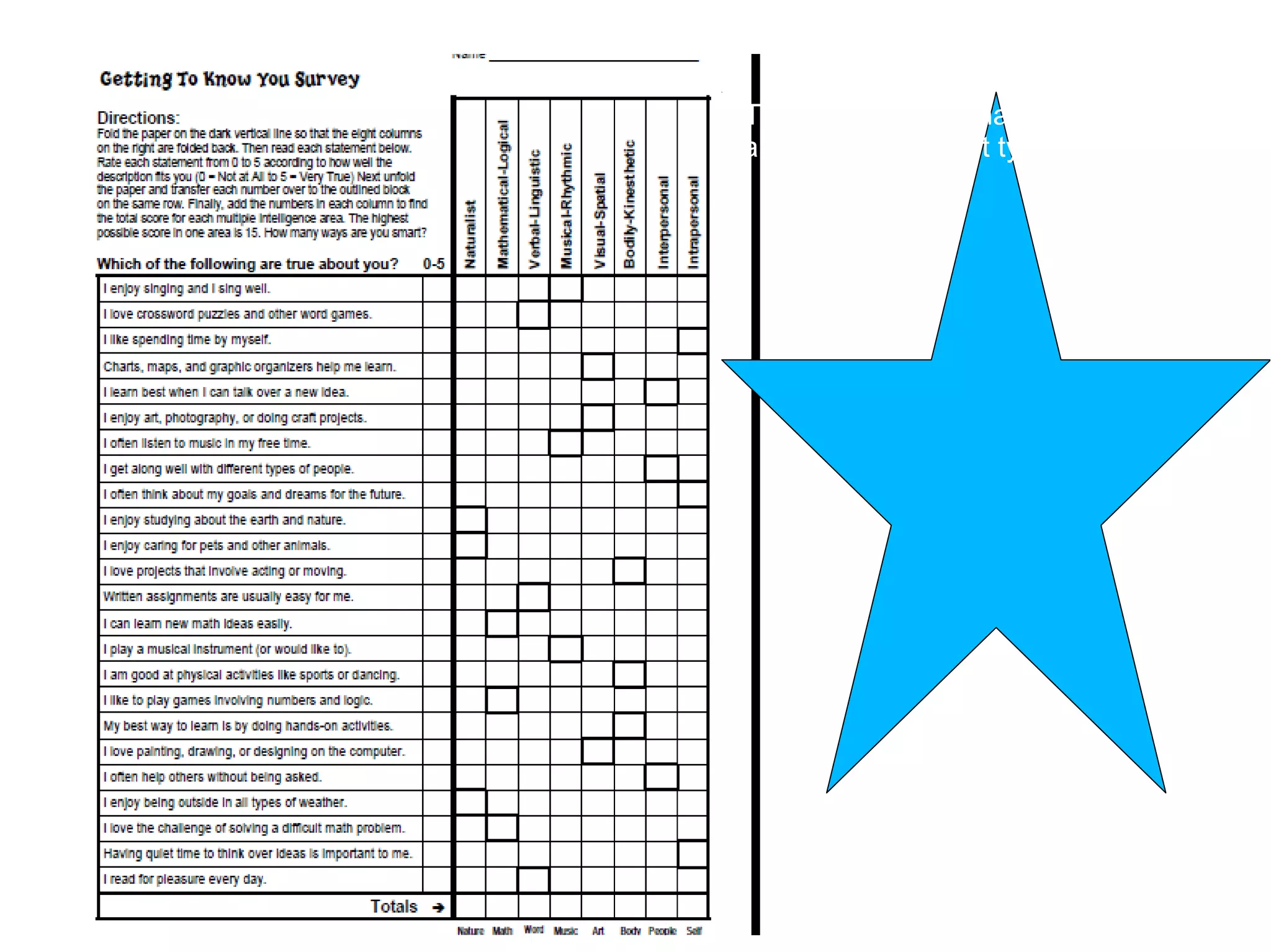 Take this questionnaire to find out more
about your different types of intelligence
 