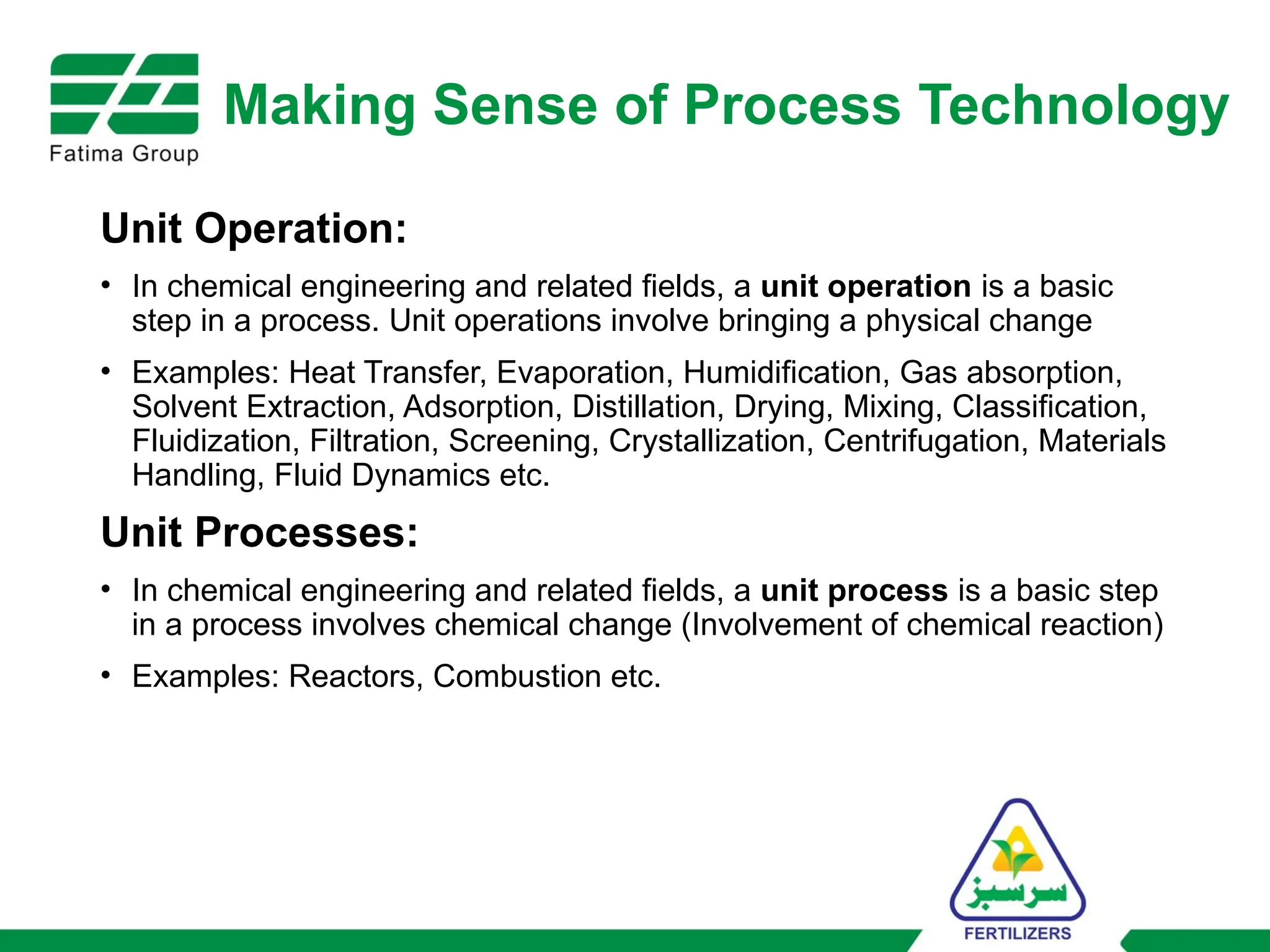 Unit Operations & Unit Process for process plant | PPTX
