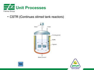 Unit Processes
• CSTR (Continues stirred tank reactors)
 