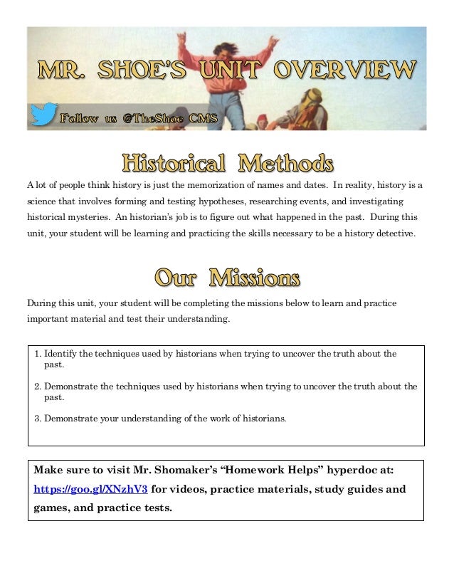 Historical Methods Unit Overview