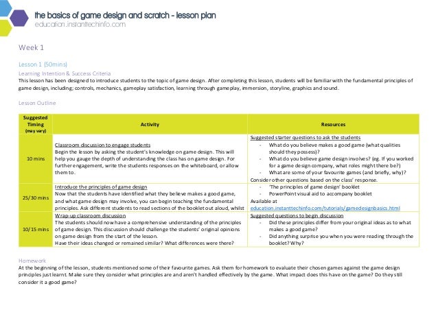 pix Games For Lesson Plan the basics of game design and scratch