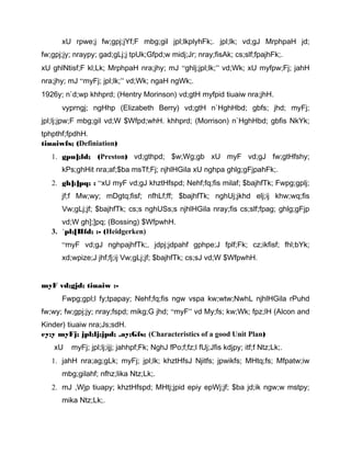 xU rpwe;j fw;gpj;jYf;F mbg;gil jpl;lkplyhFk;. jpl;lk; vd;gJ MrphpaH jd; 
fw;gpj;jy; nraypy; gad;gLj;j tpUk;Gfpd;w midj;Jr; nray;fisAk; cs;slf;fpajhFk;. 
xU ghlNtisf;F kl;Lk; MrphpaH nra;jhy; mJ “ghlj;jpl;lk;” vd;Wk; xU myfpw;Fj; jahH 
nra;jhy; mJ “myFj; jpl;lk;” vd;Wk; ngaH ngWk;. 
1926y; n`d;wp khhprd; (Hentry Morinson) vd;gtH myfpid tiuaiw nra;jhH. 
vyprngj; ngHhp (Elizabeth Berry) vd;gtH n`HghHbd; gbfs; jhd; myFj; 
jpl;lj;jpw;F mbg;gil vd;W $Wfpd;whH. khhprd; (Morrison) n`HghHbd; gbfis NkYk; 
tphpthf;fpdhH. 
tiuaiwfs; (Definiation) 
1. gpu];ld; (Preston) vd;gthpd; $w;Wg;gb xU myF vd;gJ fw;gtHfshy; 
kPs;ghHit nra;af;$ba msTf;Fj; njhlHGila xU nghpa ghlg;gFjpahFk;. 
2. gh];]pq; : “xU myF vd;gJ khztHfspd; Nehf;fq;fis milaf; $bajhfTk; Fwpg;gplj; 
jf;f Mw;wy; mDgtq;fisf; nfhLf;ff; $bajhfTk; nghUj;jkhd elj;ij khw;wq;fis 
Vw;gLj;jf; $bajhfTk; cs;s nghUSs;s njhlHGila nray;fis cs;slf;fpag; ghlg;gFjp 
vd;W gh];]pq; (Bossing) $WfpwhH. 
3. `pl;[Hfd; :- (Heidgerken) 
“myF vd;gJ nghpajhfTk;, jdpj;jdpahf gphpe;J fplf;Fk; cz;ikfisf; fhl;bYk; 
xd;wpize;J jhf;fj;ij Vw;gLj;jf; $bajhfTk; cs;sJ vd;W $WfpwhH. 
myF vd;gjd; tiuaiw :- 
Fwpg;gpl;l fy;tpapay; Nehf;fq;fis ngw vspa kw;wtw;NwhL njhlHGila rPuhd 
fw;wy; fw;gpj;jy; nray;fspd; mikg;G jhd; “myF” vd My;fs; kw;Wk; fpz;lH (Alcon and 
Kinder) tiuaiw nra;Js;sdH. 
ey;y myFj; jpl;lj;jpd; ,ay;Gfs; (Characteristics of a good Unit Plan) 
xU myFj; jpl;lj;ijj; jahhpf;Fk; NghJ fPo;f;fz;l fUj;Jfis kdjpy; itf;f Ntz;Lk;. 
1. jahH nra;ag;gLk; myFj; jpl;lk; khztHfsJ Njitfs; jpwikfs; MHtq;fs; Mfpatw;iw 
mbg;gilahf; nfhz;lika Ntz;Lk;. 
2. mJ ,Wjp tiuapy; khztHfspd; MHtj;jpid epiy epWj;jf; $ba jd;ik ngw;w mstpy; 
mika Ntz;Lk;. 
 