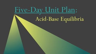 Five-Day Unit Plan:
Acid-Base Equilibria
 
