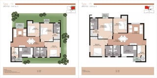 Type - Y4 
3BR3TSQ : 1545 sq. ft. 
Type - Y5 
3BR3TSQ : 1505 sq. ft. 
Please Note: 
1)  * Indicates mirror image 
2)   Floor No 13 does not exist 
D1: G03* 
D2: G04 
D1: 104* 
D2: 103 
Please Note: 
1)  * Indicates mirror image 
2)   Floor No 13 does not exist 
3)   Areas marked in green form part of common 
      areas and are not open to exclusive use of any occupant 
 