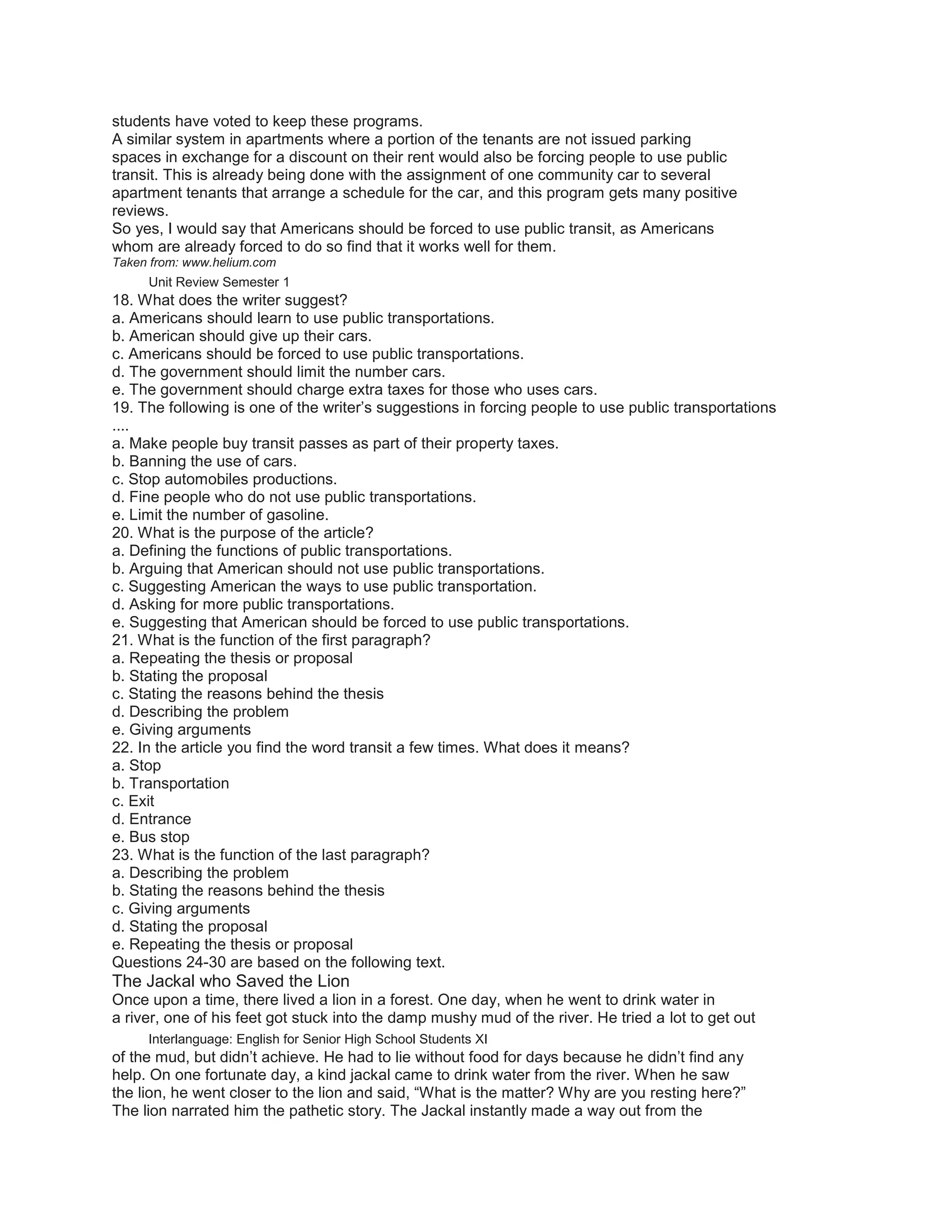 Unit review semester 1