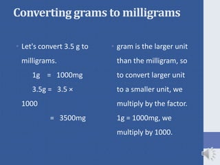 Milligrams Unit Units of measurements( standard system for weight, length and volume) | PDF