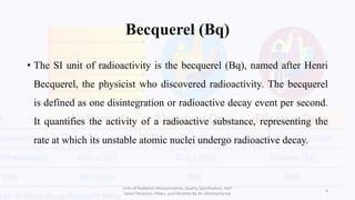 Units of Radiation Measurements, Quality Specification, Half-Value ...