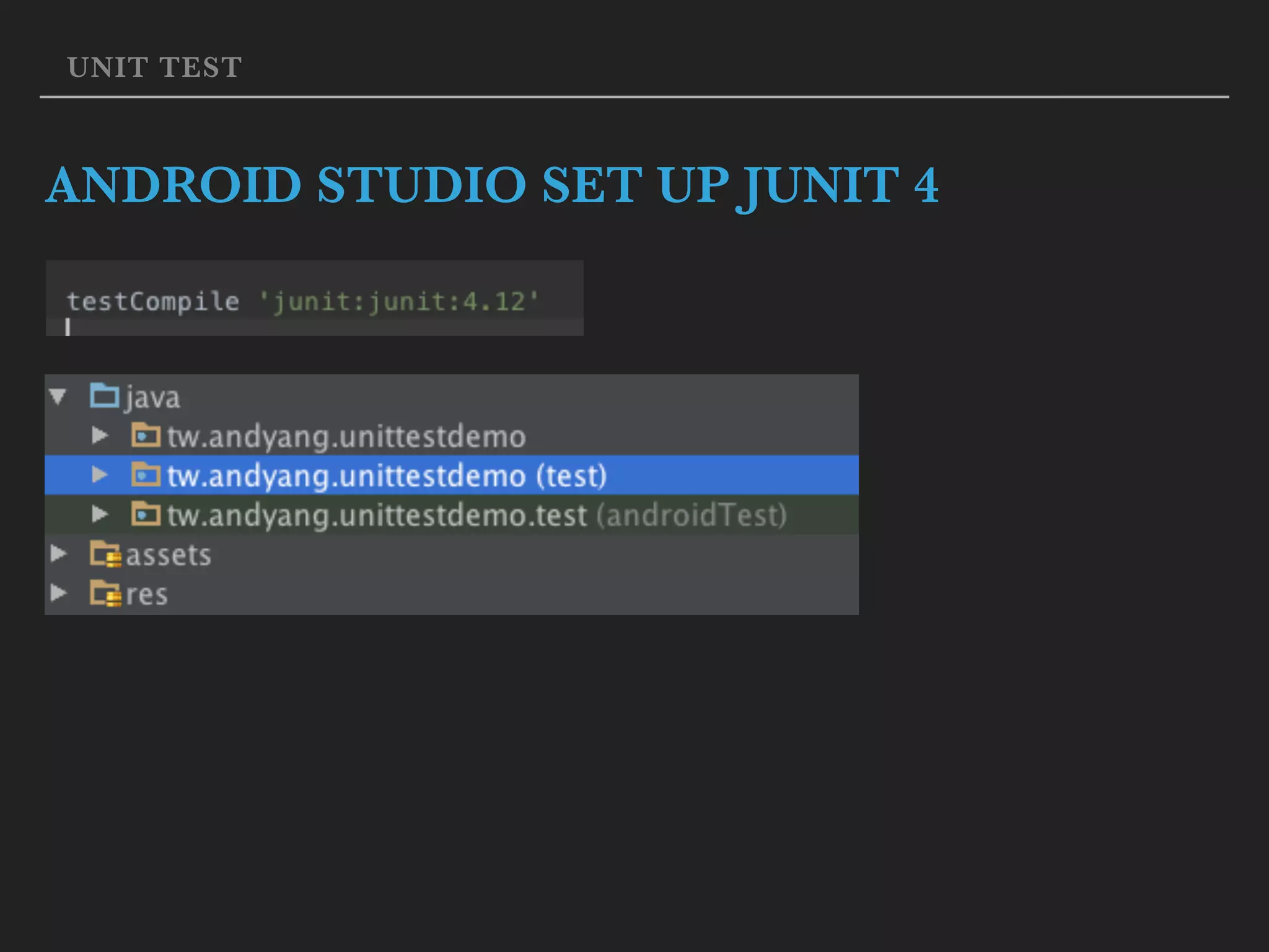 UNIT TEST ANDROID STUDIO SET UP JUNIT 4 