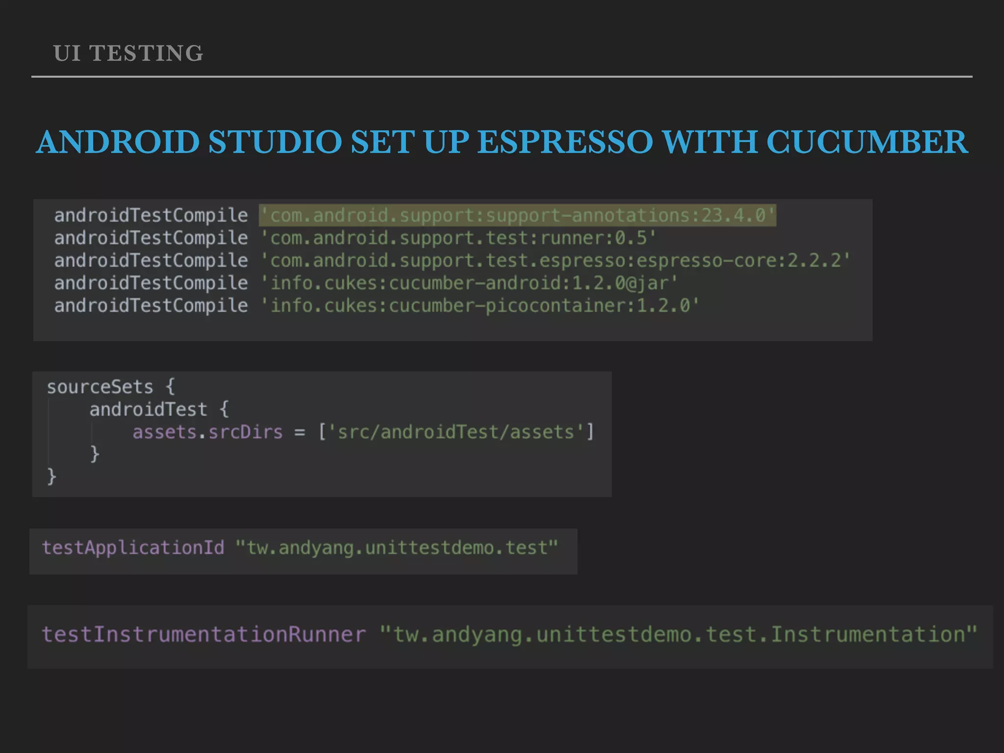 UI TESTING ANDROID STUDIO SET UP ESPRESSO WITH CUCUMBER 