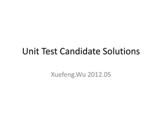 Unit Test Candidate Solutions

       Xuefeng.Wu 2012.05
 
