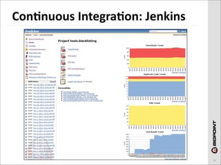 Con)nuous	
  Integra)on:	
  Jenkins




                                      19
 