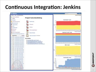 Con)nuous	
  Integra)on:	
  Jenkins




                                      19
 