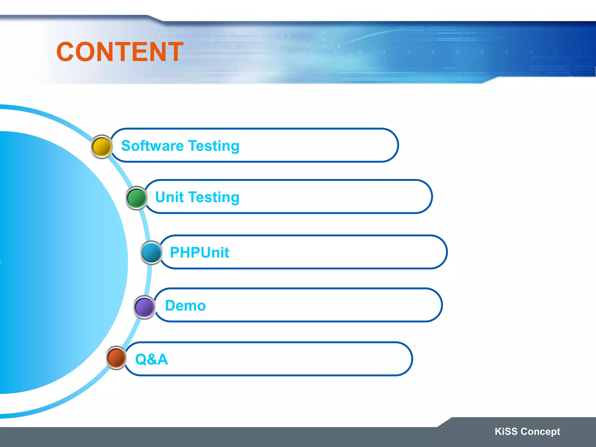 CONTENT KiSS Concept Q&A Demo PHPUnit Unit Testing Software Testing 