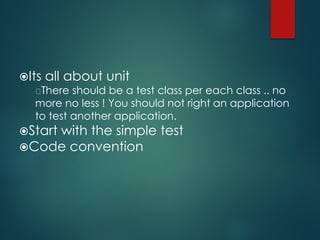 Its all about unit There should be a test class per each class .. no more no less ! You should not right an application to test another application. 
Start with the simple test 
Code convention 