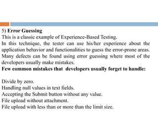 Error Guessing Testing Example Unit testing | PPT