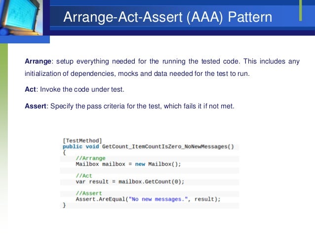 Aaa Pattern Unit Test | unit testing an introduction Aaa Pattern Unit Test | unit testing an introduction