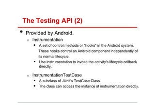 How Android Instrumentation Test Work Unit testing in android | PDF