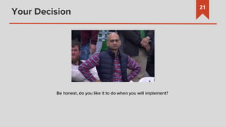 Your Decision
21
Be honest, do you like it to do when you will implement?
 