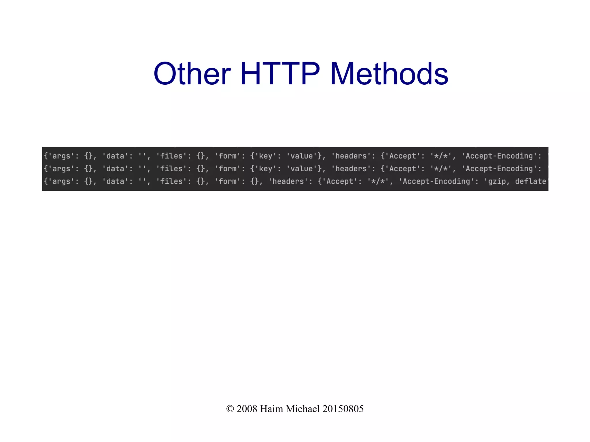 © 2008 Haim Michael 20150805
Other HTTP Methods
 