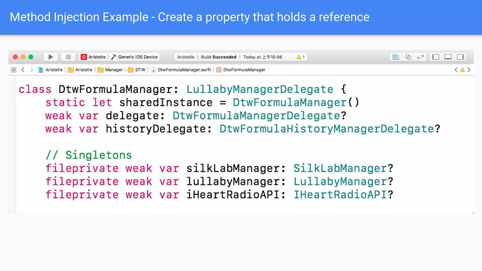 Method Injection Example - Create a property that holds a reference 